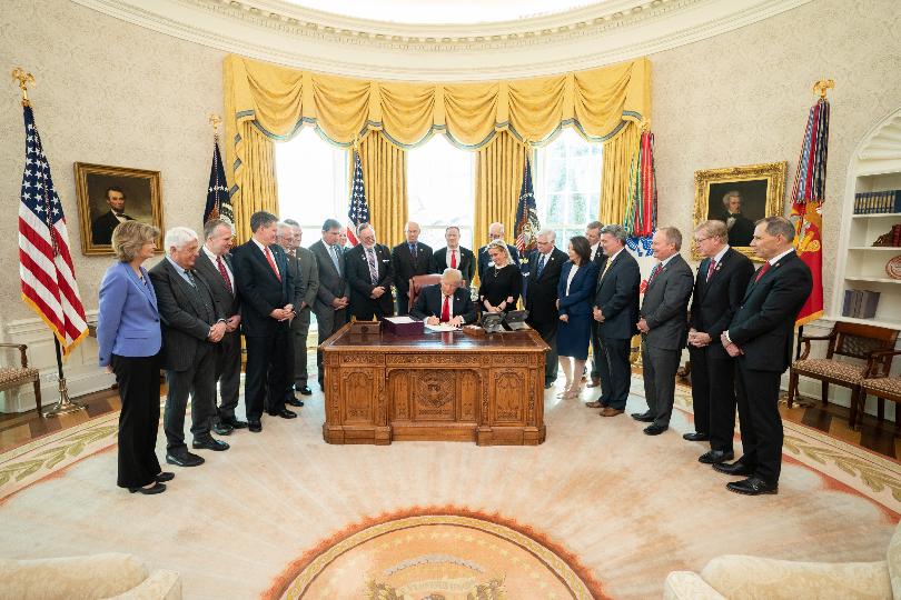 President Donald Trump signs bill in the Oval Office making Camp Nelson in Jessamine County and Mill Springs Battlefield in Pulaski County National Monuments 3-12-19