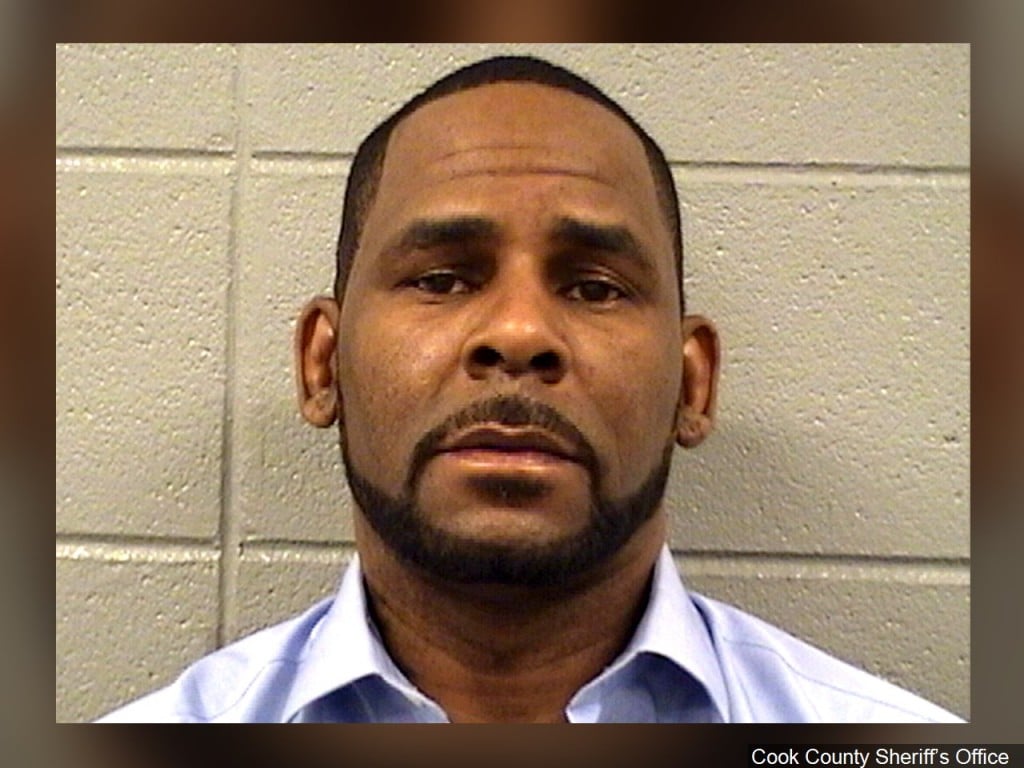 R. Kellys booking photo after he was jailed for failure to pay child support.