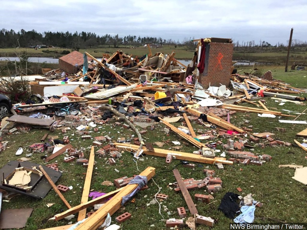 EF-4 Tornado Damage along County Road 39 just east of Cave Mill Road in southwestern Lee County