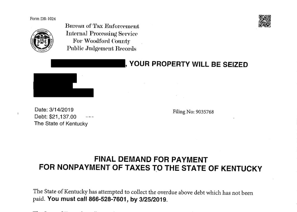 Woodford County church receives scam notice.