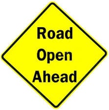 Road Reopens Sign