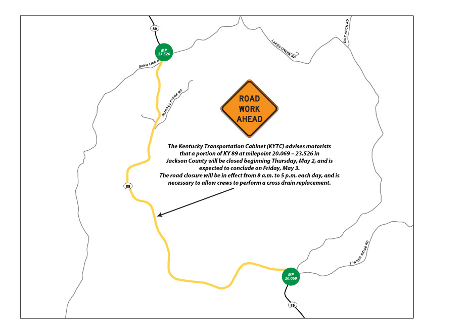 TRAFFIC ALERT: Road closure expected for portion of KY 89 in Jackson County