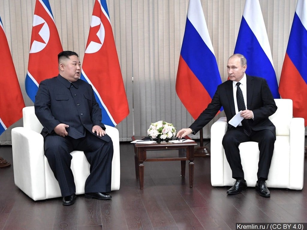 Russian President Vladimir Putin and North Korean leader Kim Jong Un hold first summit
