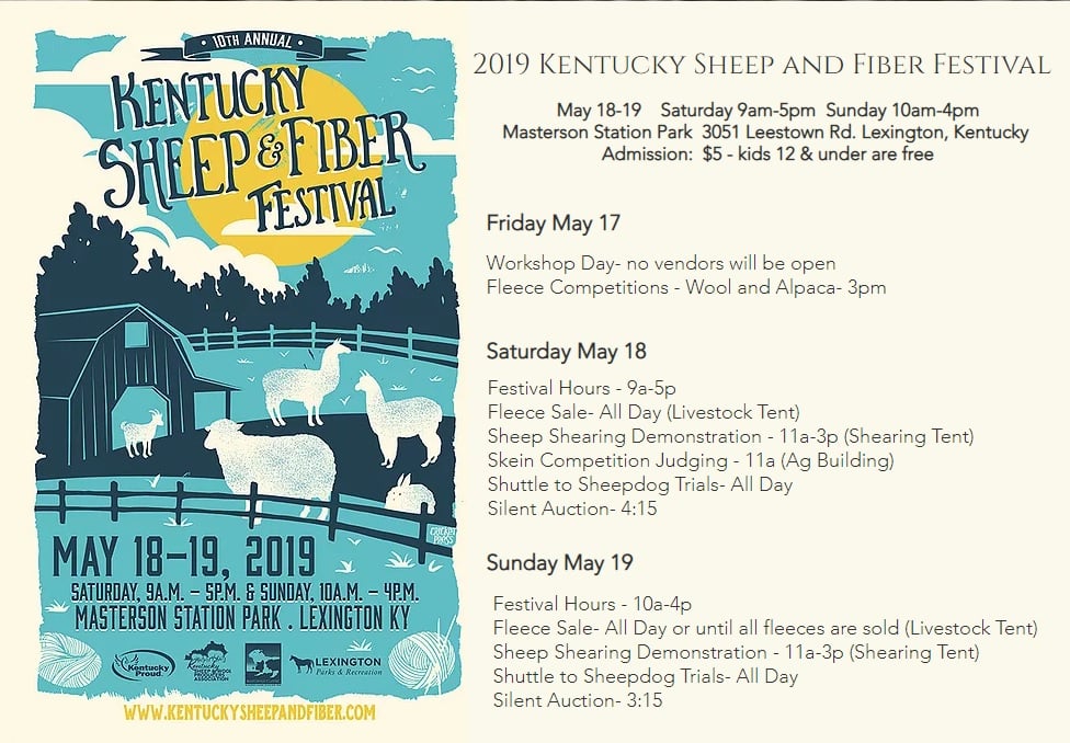 The Kentucky Sheep and Fiber Festival is set for May 17-19th at Masterson Station Park.