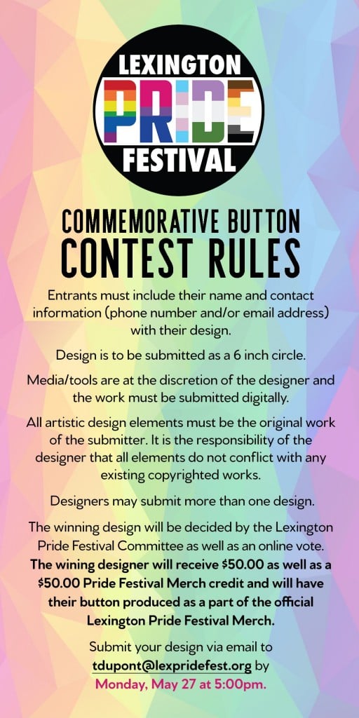 Lexington Pride Festival 2019 button design contest