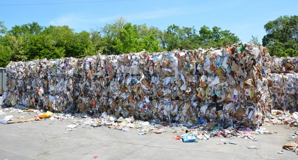 Paper at the Lexington Recycling Center. It has temporarily stopped taking recycled paper.