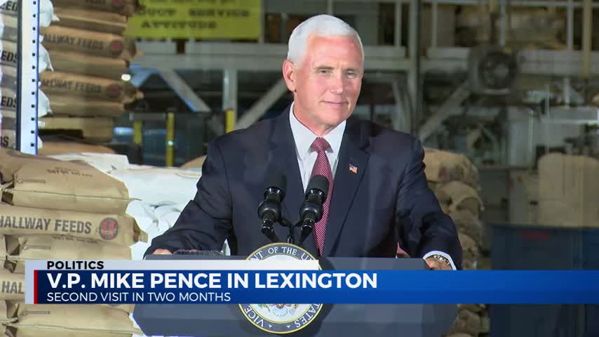 Vice President Mike Pence at Hallway Feeds in Lexington on 5-3-19 talking trade agreement with Canada and Mexico