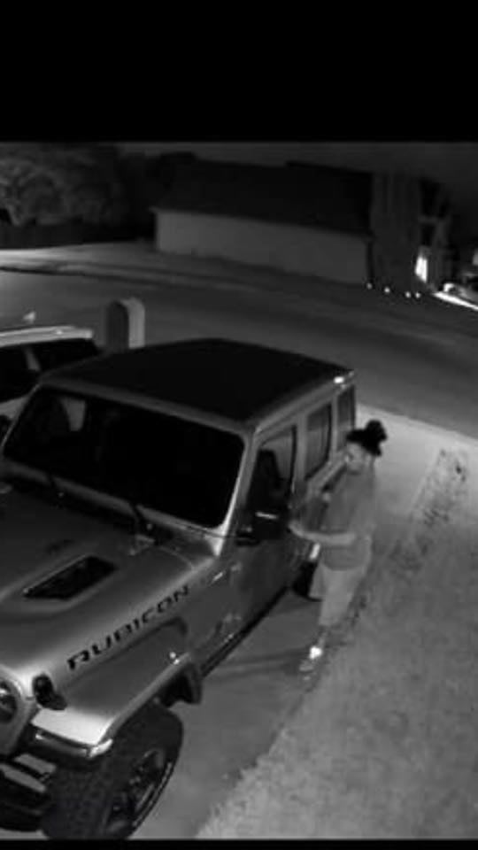 Suspect caught on camera trying to break into a vehicle in a driveway in Georgetown