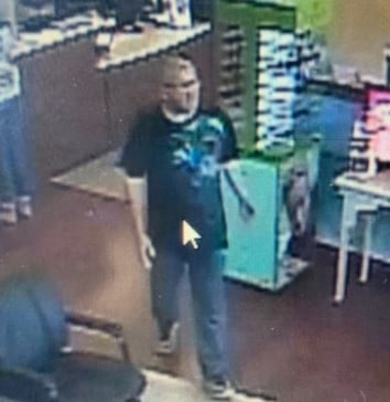 Security camera image of man accused of stealing $800 eye glass frames from Owensboro Family Eye Care on 6-7-19