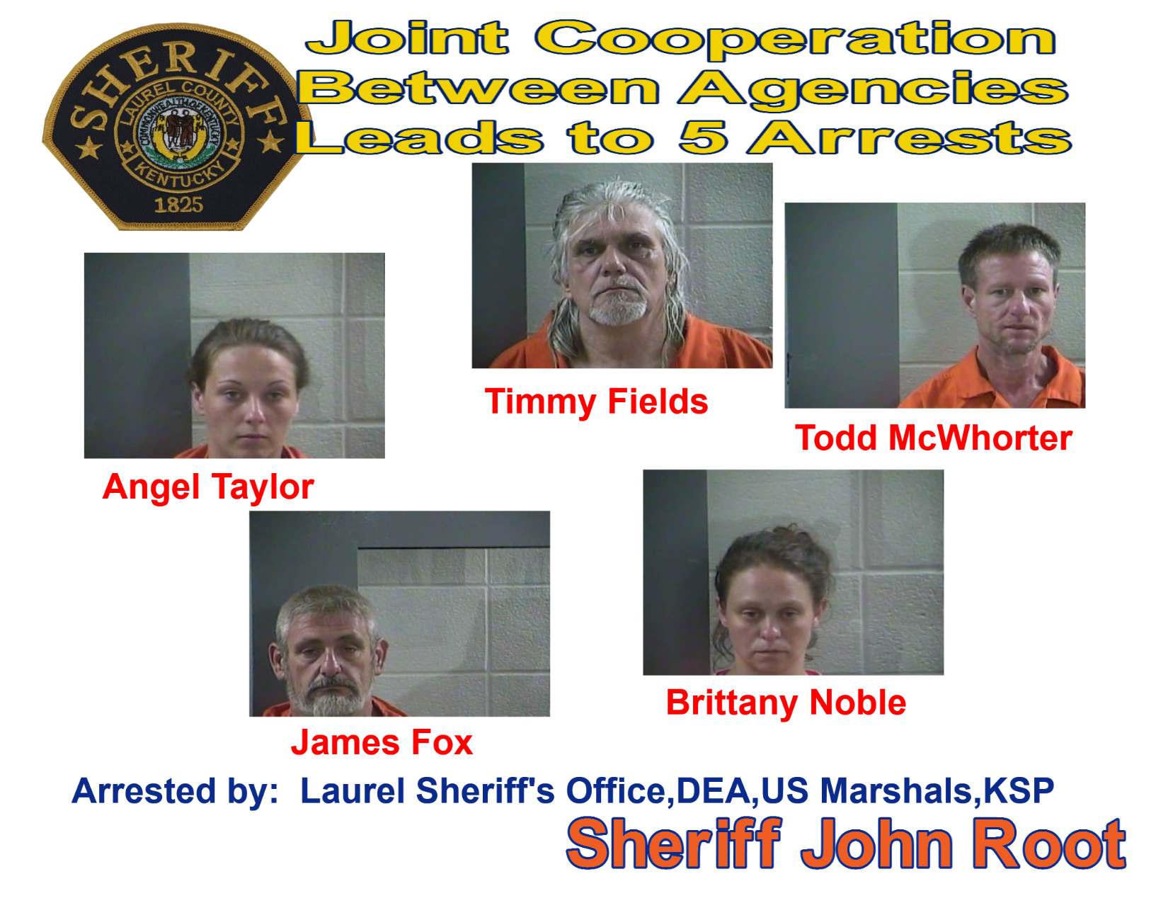 Five arrested in Laurel Co, including fugitive facing federal charges