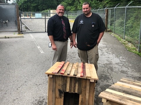 Doghouses built by inmates at Little Sandy Correctional Complex