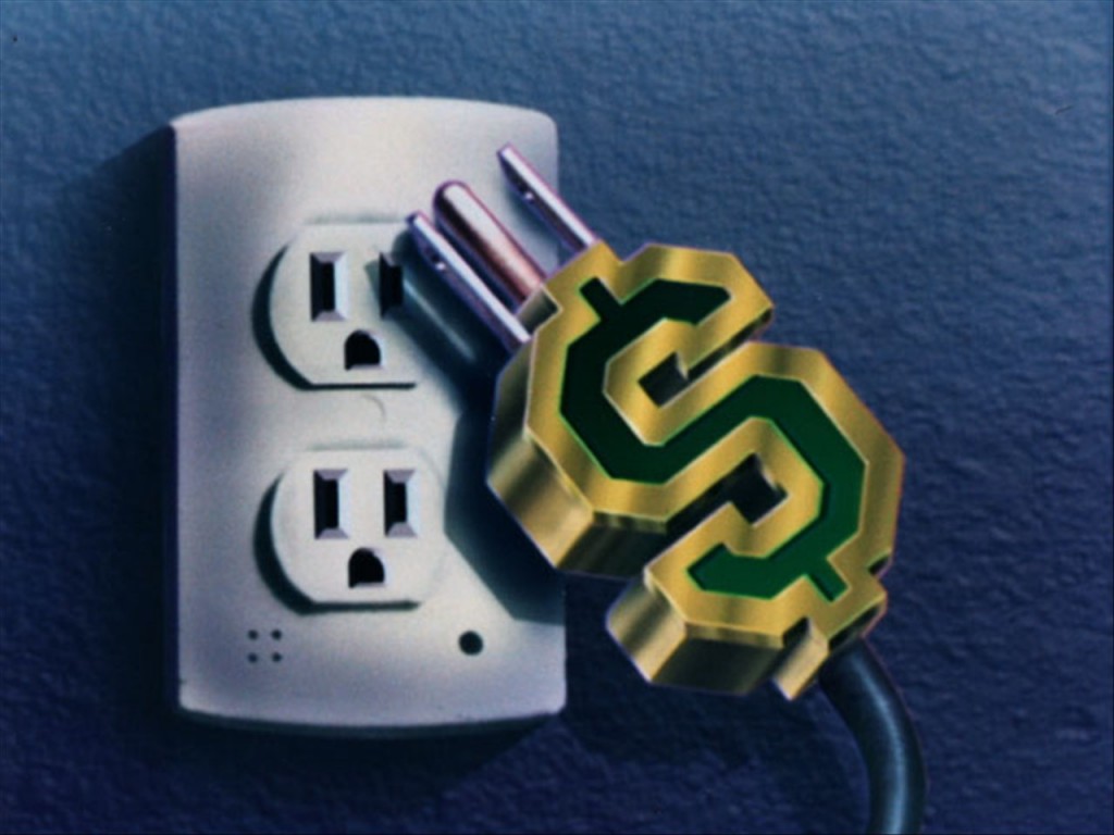 Plug shaped money symbol w/outlet bg via MGN Online