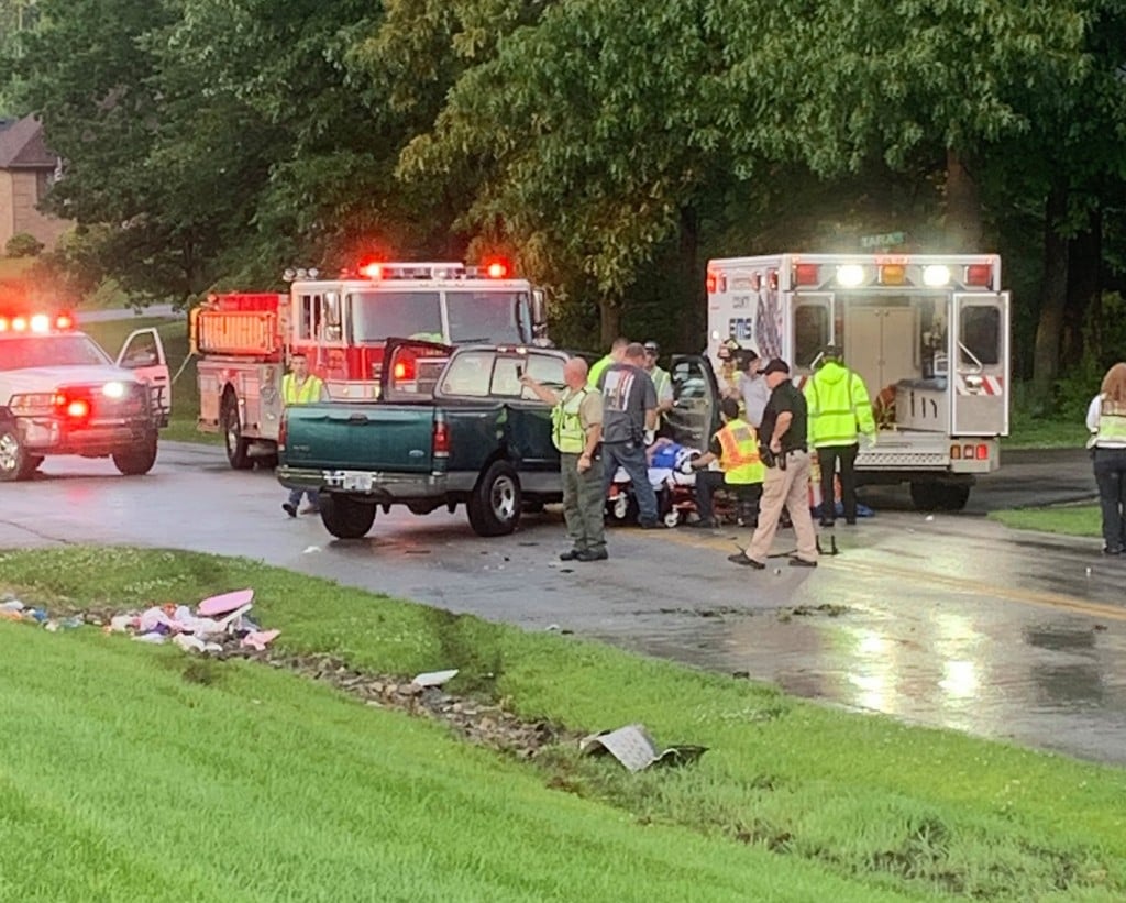 Ambulance T-boned by pickup truck in Anderson County on 5-31-19 - Courtesy:  The Anderson News