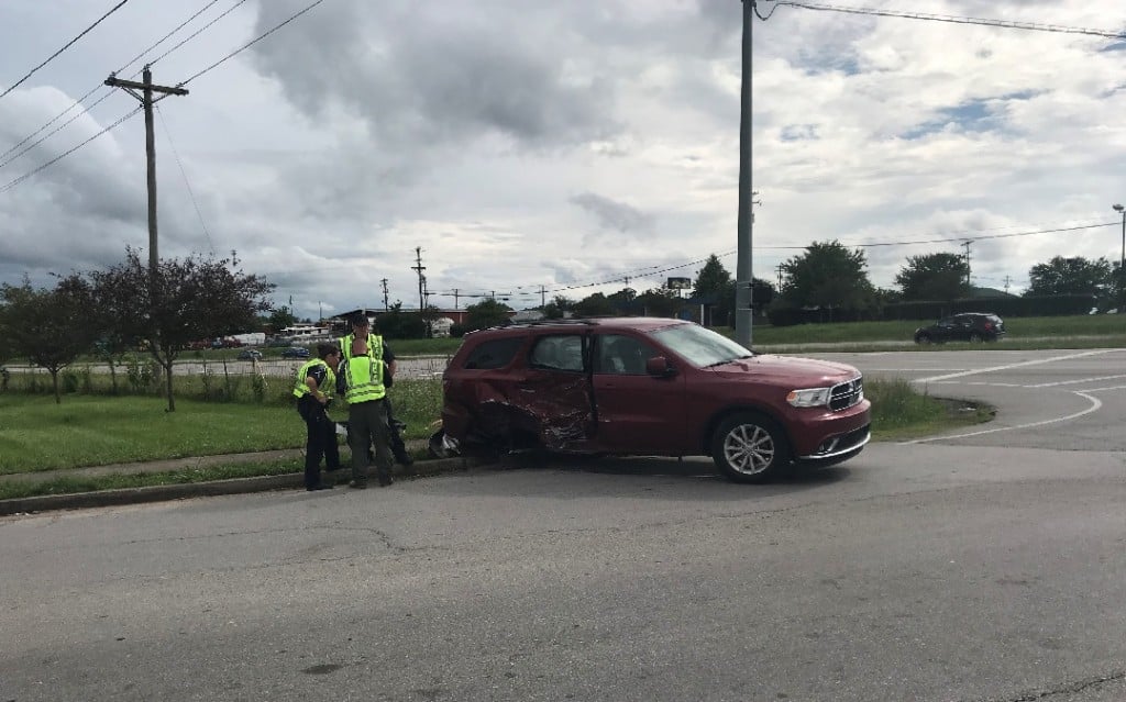 Accident on US 27 at Edgewood Dr. involving Nicholasville Police cruiser and a van