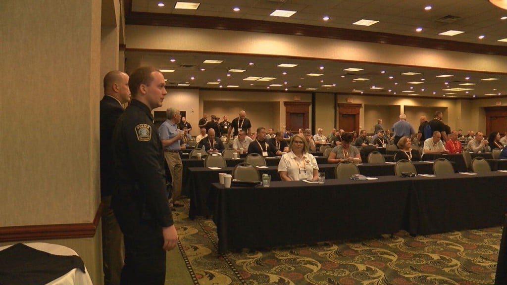 Hundreds gathered for the International Association of Auto Theft Investigators Regional Conference on Monday at the Embassy Suites on Newtown Pike.