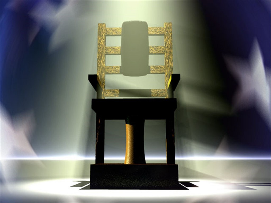 Electric chair and US flag bg