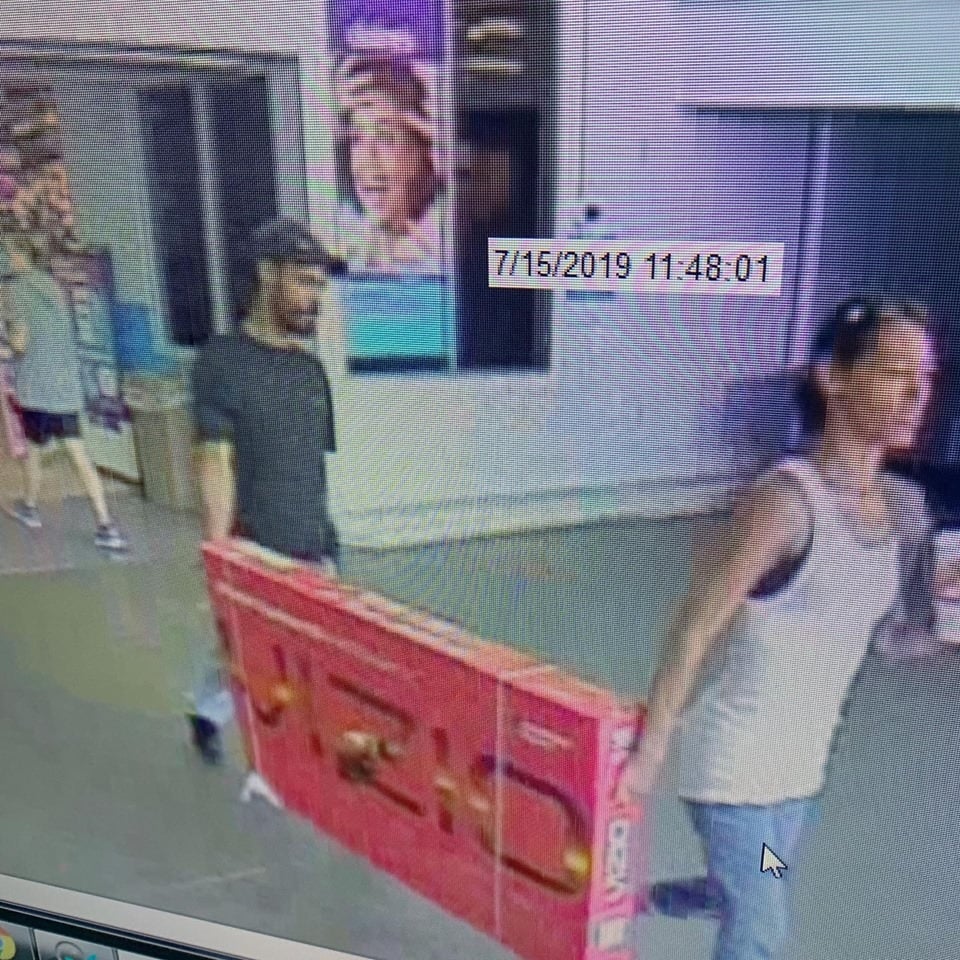 Two people accused of shoplifting a television from Walmart in Georgetown.