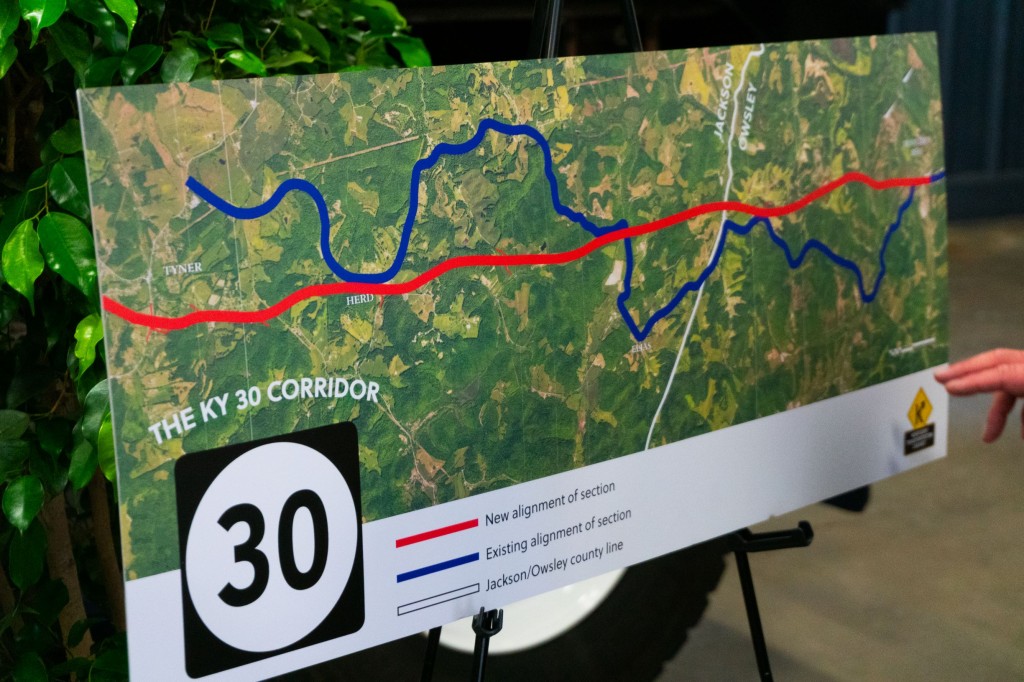 KY 30 map showing scheduled straightening after construction