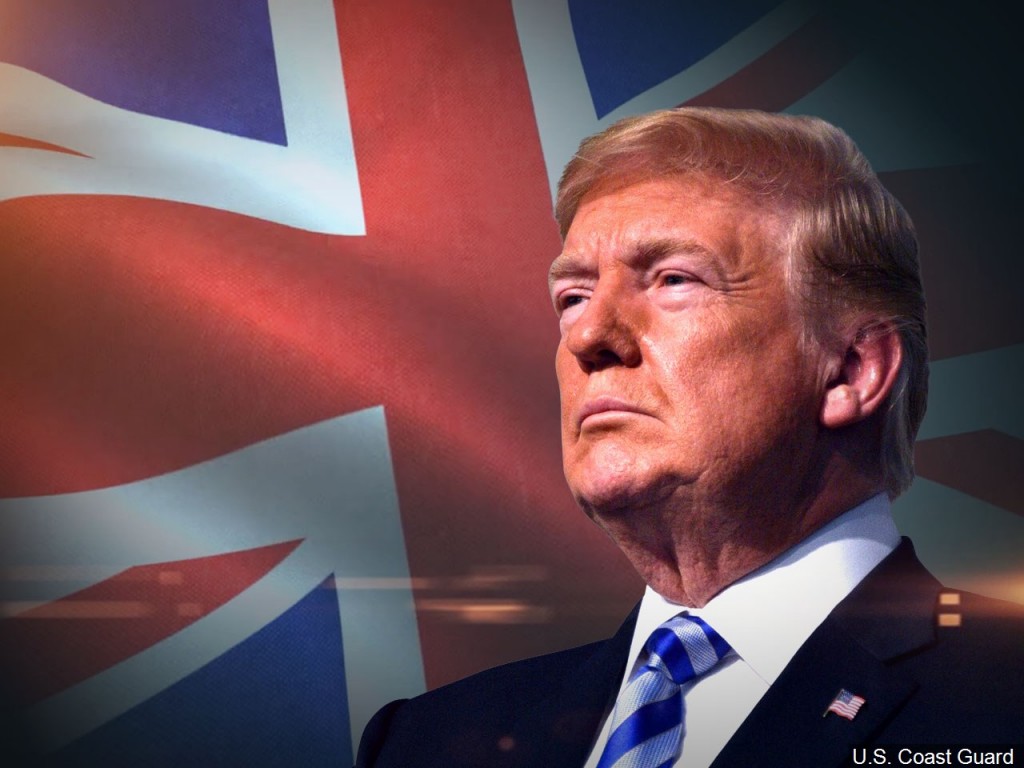 Donald Trump with the United Kingdom Flag Background via MGN Online