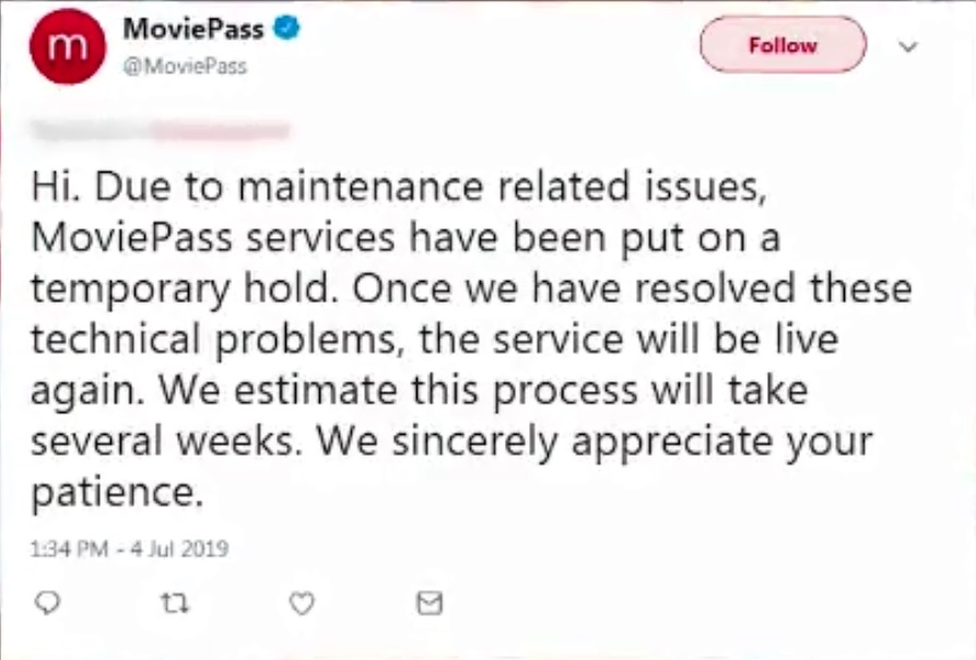 The company blamed technical issues but did not give any details.