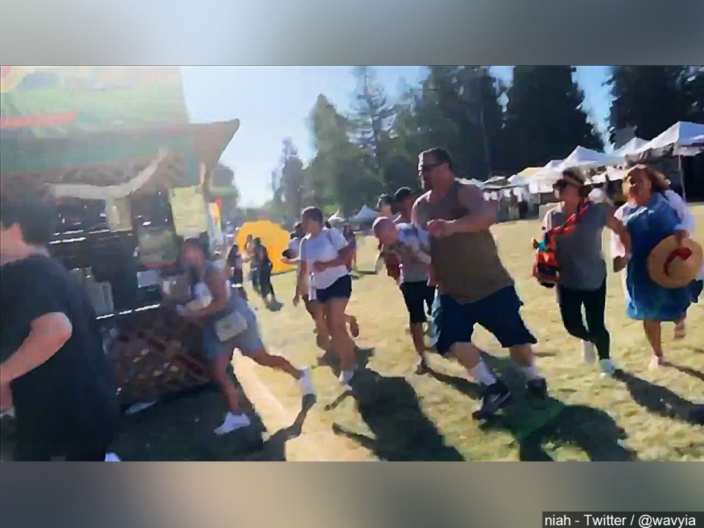 People running from a shooter at the Gilroy Garlic Festival