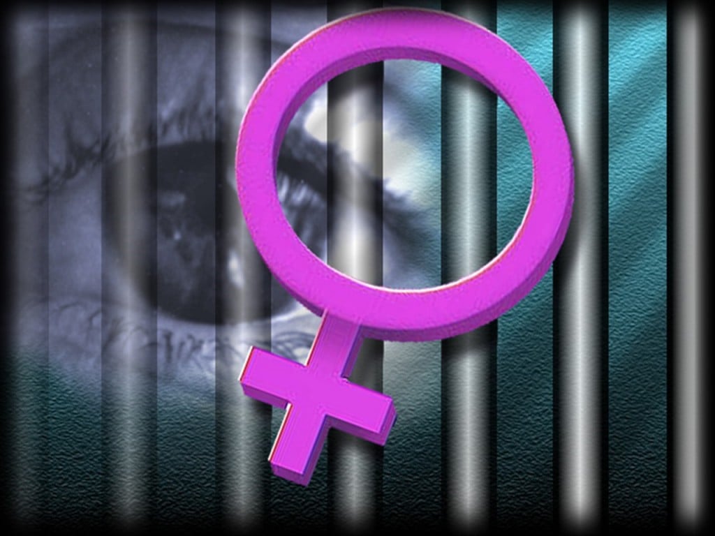 Women symbol over jail bars over woman's eye via MGN Online