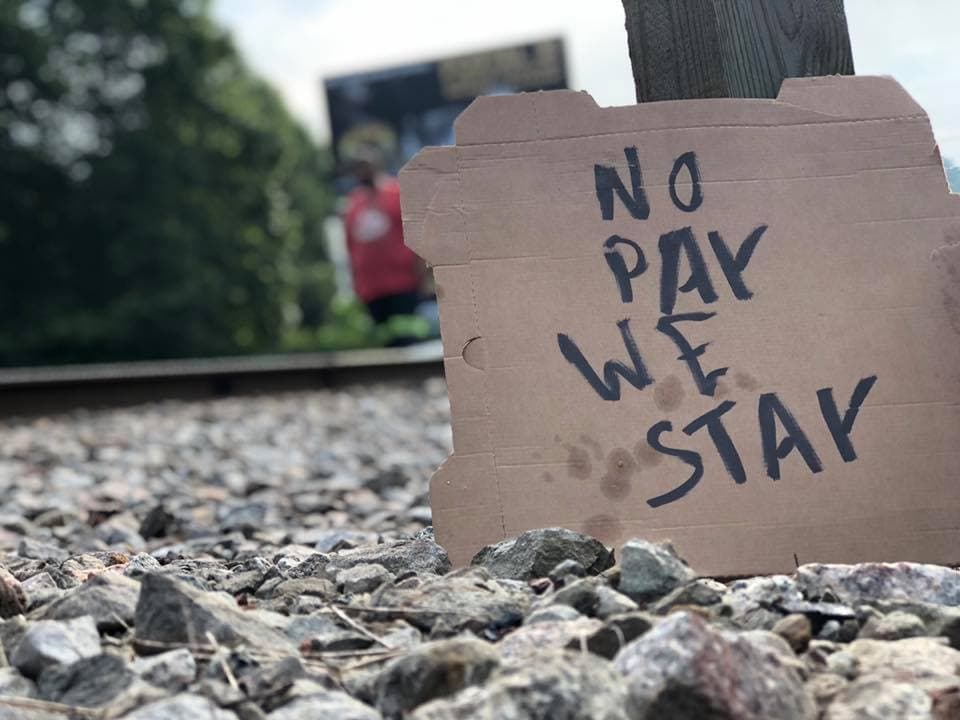 Blackjewel coal miners protest sign in Cumberland 7-30-19