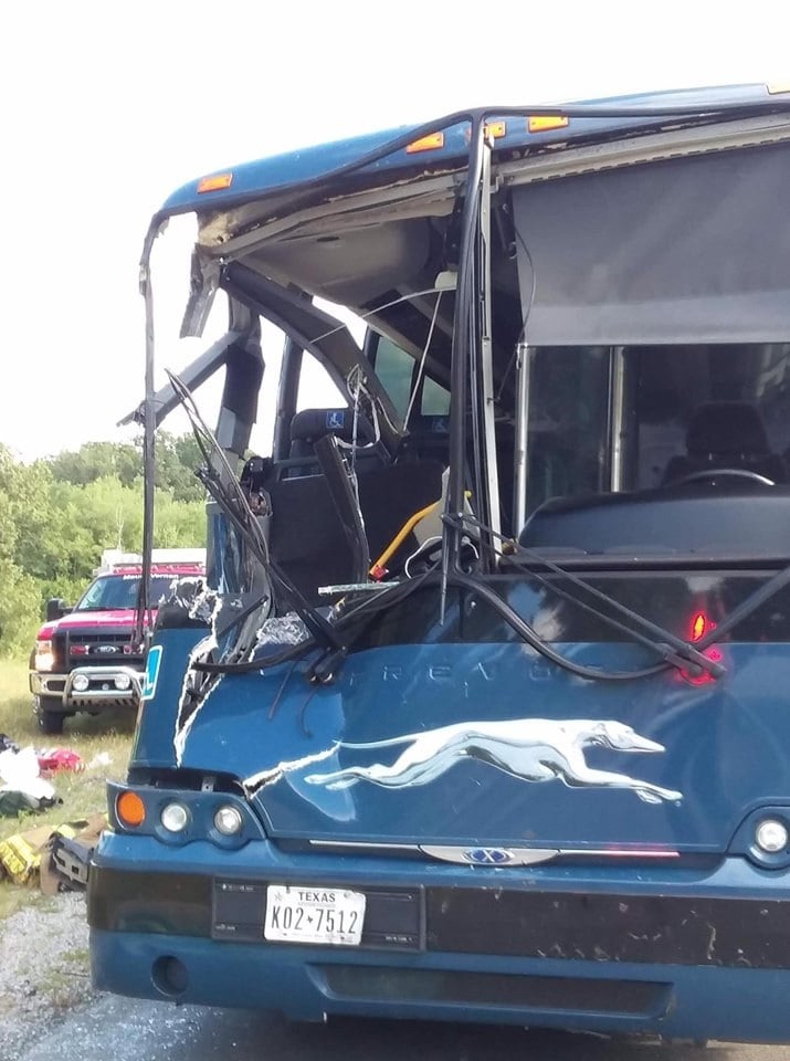 Greyhound Bus headed from Atlanta to Cincinnati involved in collision with dump truck near MM 71 on northbound I-75 in Rockcastle County on 8-15-19