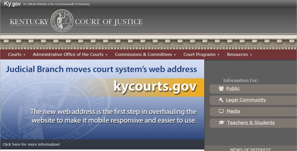 Kentucky courts system moves to new web address ABC 36 News