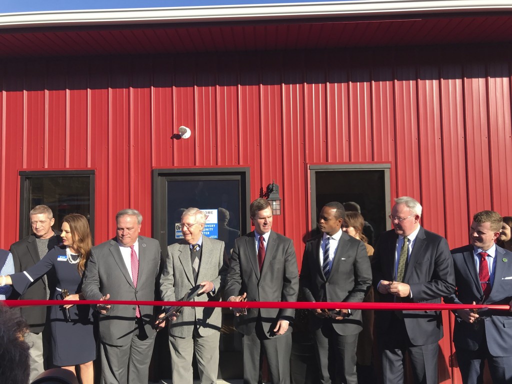 Ribbon cutting at Volunteers of America substance abuse center in Manchester 11-25-19.  Among those in attendance