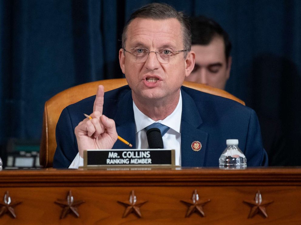 PHOTO: House Judiciary Ranking Member Doug Collins speaks during a House Judiciary Committee hearing on the impeachment of President Donald Trump on Capitol Hill in Washington, Dec. 4, 2019.
