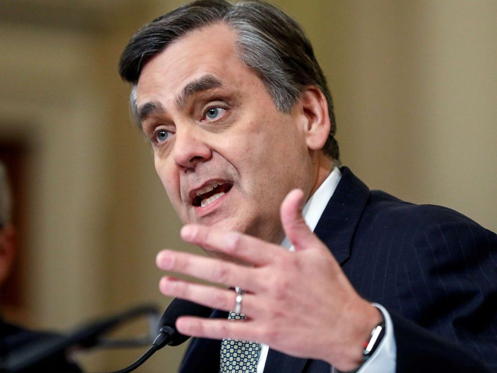 PHOTO: Jonathan Turley, professor of law at George Washington University Law School, testifies during a House Judiciary Committee hearing on the impeachment inquiry into President Donald Trump on Capitol Hill in Washington, Dec. 4, 2019.