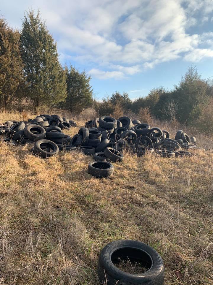 Illegal tire dump in the area of Gaines and Stockdell Roads in Scott County 1-16-20