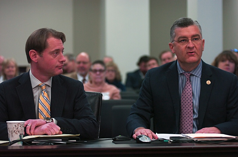 Secretary of State Michael Adams (left) and Sen. Robby Mills
