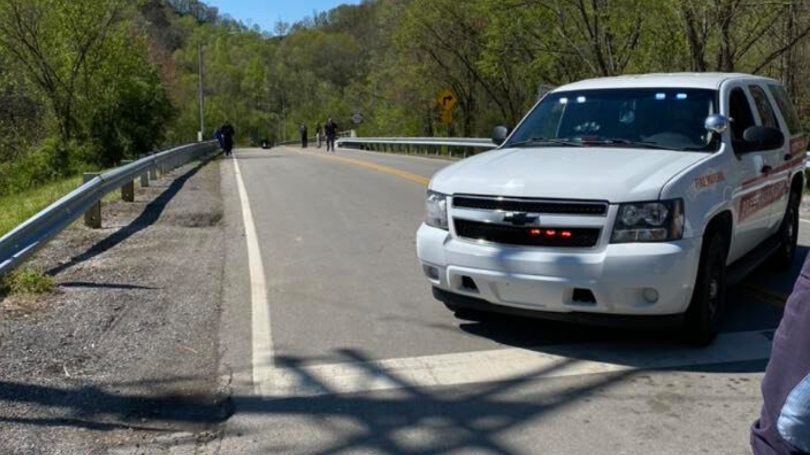 City of Prestonsburg closed bridge on KY 114 until further notice on 4-15-20.  Photo courtesy of Prestonsburg Police Department