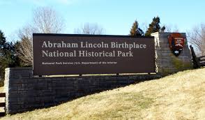 Abraham Lincoln birthplace sign in Hodgenville