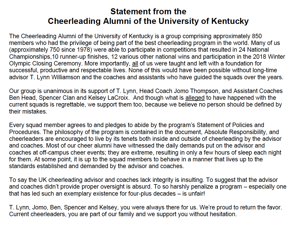 University of Kentucky fires cheerleading coaches after hazing and