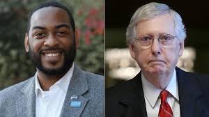 Charles Booker-Mitch McConnell split screen
