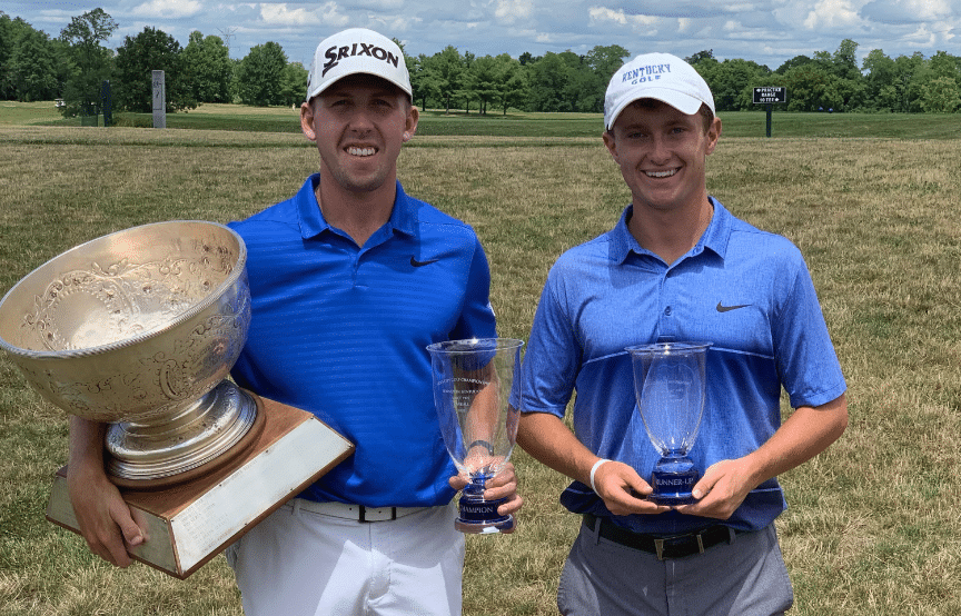 Jacob Cook (left) and Cooper Parks (right) UK golfers finished 1-2 in Lexington City Golf Championship on 7-12-20  Photo courtesy of UK Athletics/Jacob Cook