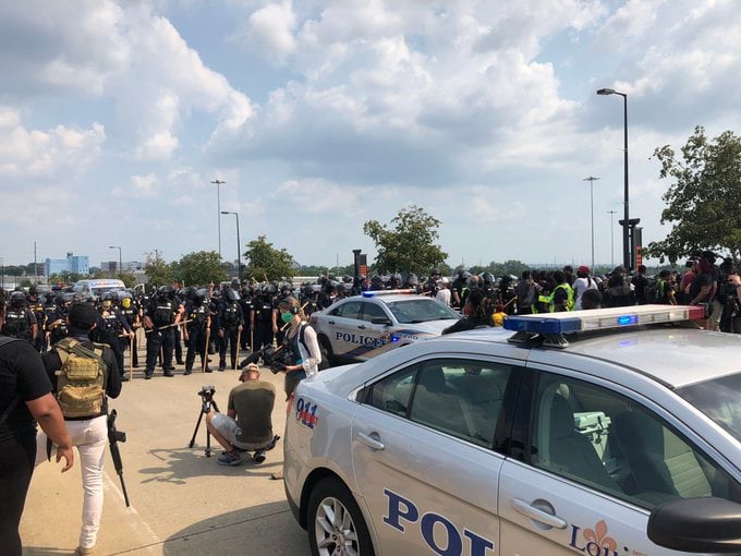 More than 60 people were arrested near Churchill Downs on 8-25-20 during a protest over the police shooting of Breonna Taylor