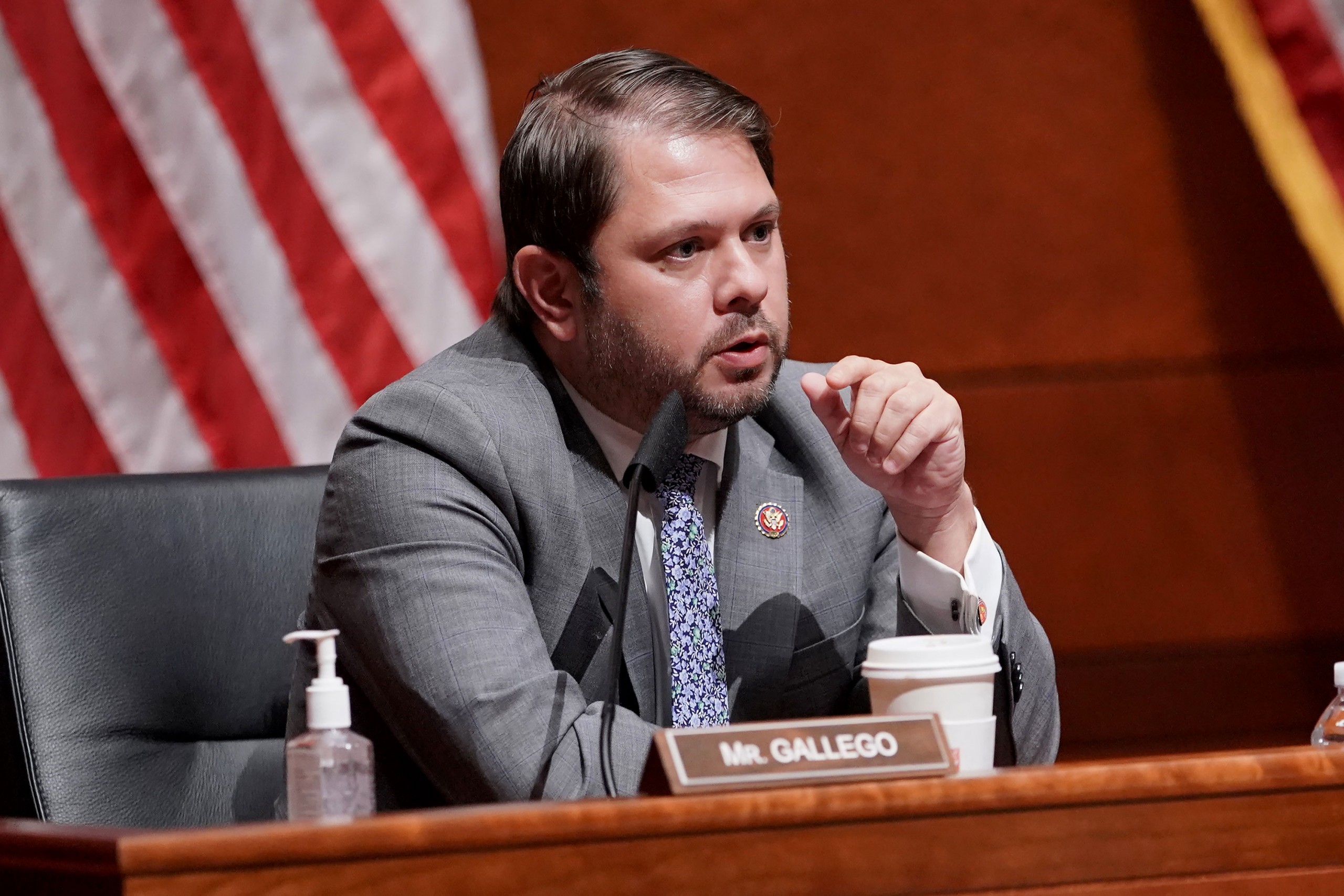 Rep. Ruben Gallego is seen during a House Armed Services Committee hearing on July 9.