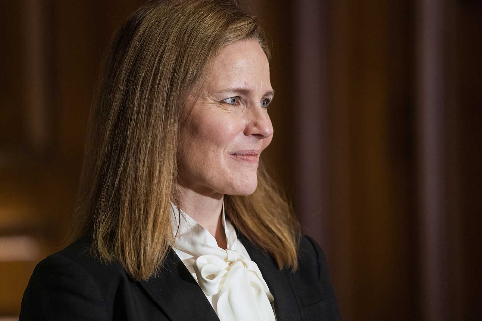 Judge Amy Coney Barrett, President Donald Trumps nominee for the U.S. Supreme Court, meets with Sen. Bill Cassidy on Capitol Hill in Washington, on Thursday, October 1.