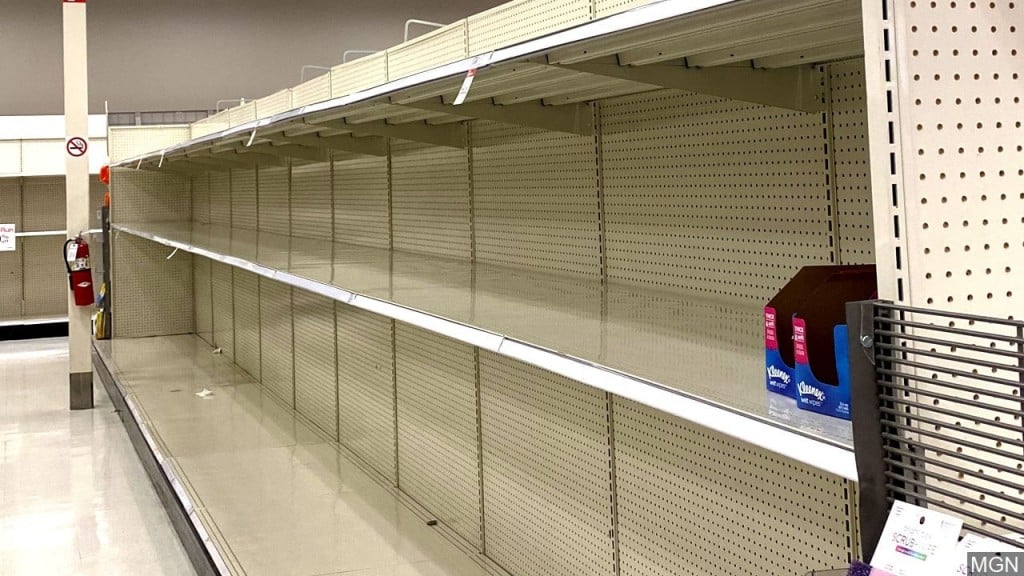 PHOTO: Empty Toilet paper shelves at Target