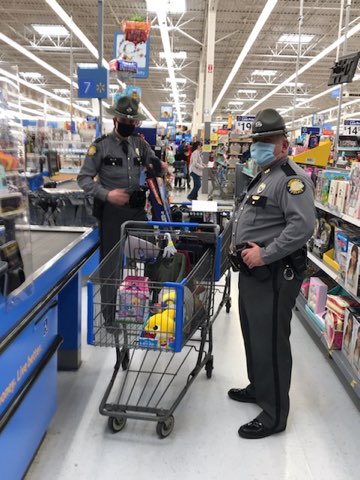 KSP Post 13 in Hazard holds annual 'Shop with a Trooper' at Walmart in Hazard on 12-21-20.  Gifts delivered to childrens schools or homes due to coronavirus