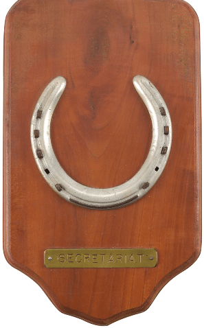 Horseshoe worn by Triple Crown winner Secretariat during his time at stud at Clairborne Farm in Paris up for auction by Lelands Auction House December 2020