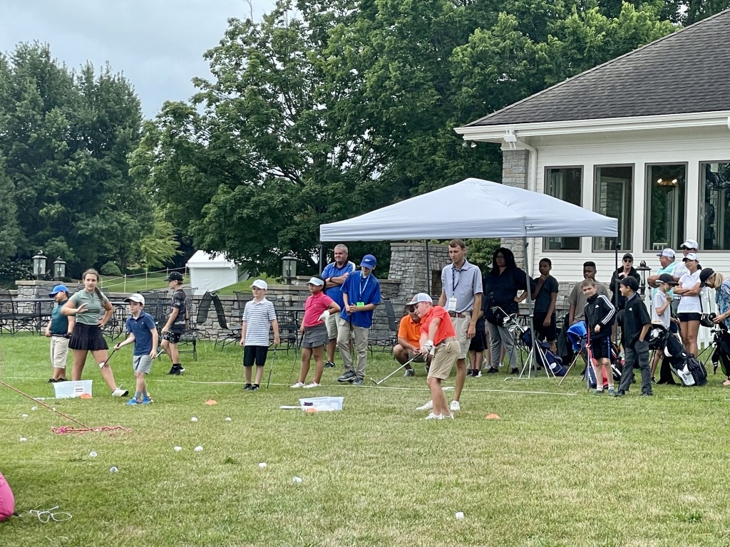 Kids playing golf at Keene Trace Golf Club in Nicholasville on Monday.