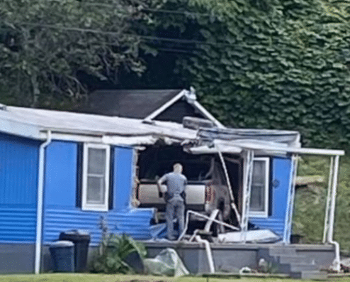 Pickup truck crashes through front of house in the Combs area of Perry County 7-26-21