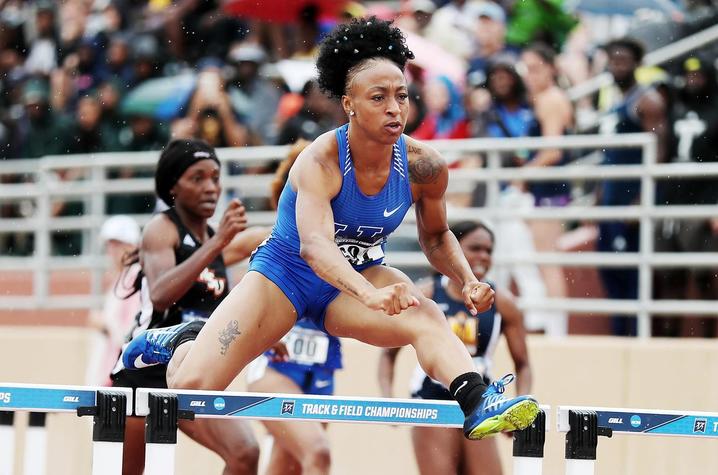 photo of Jasmine Camacho-Quinn competing for UK at NCAA Track and Field championship