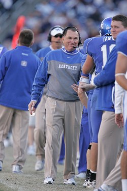 Former UK Head Football Coach Rich Brooks on the sideline during a game