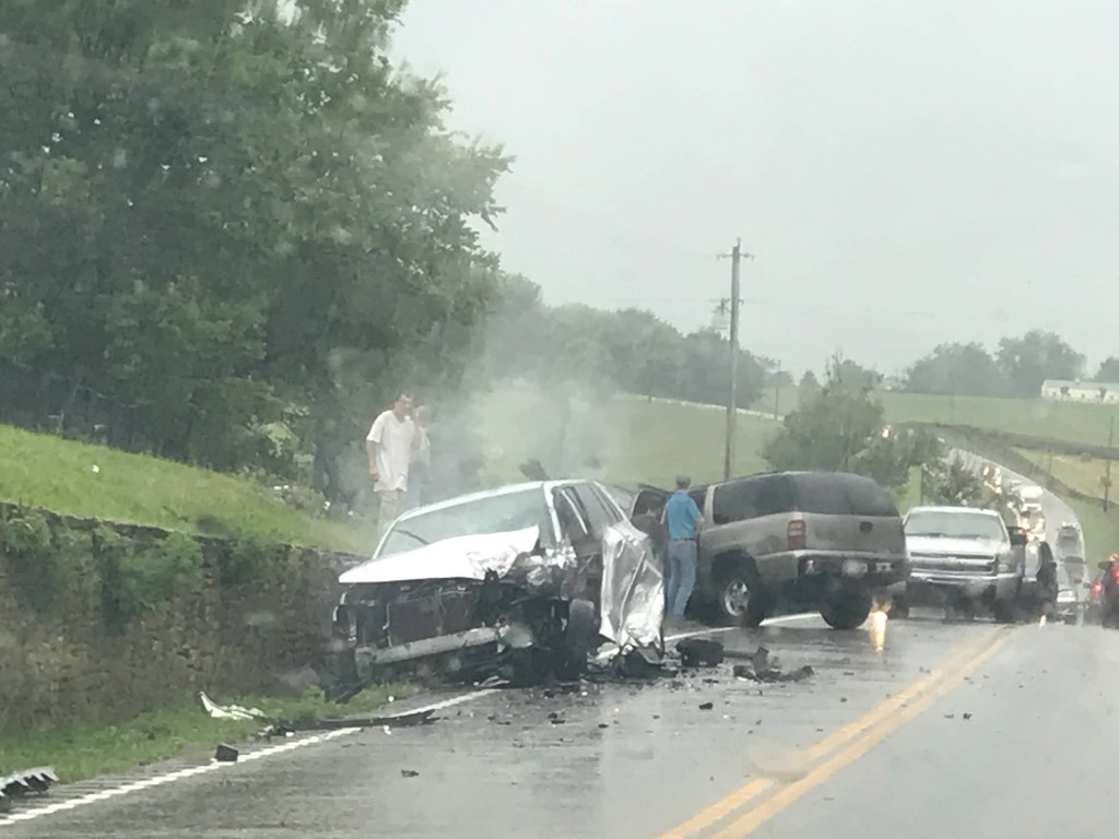 Weather-related car accident on Keene Road in Jessamine County near the Fayette County line as heavy rain moved through...injuries minor 8-9-21
